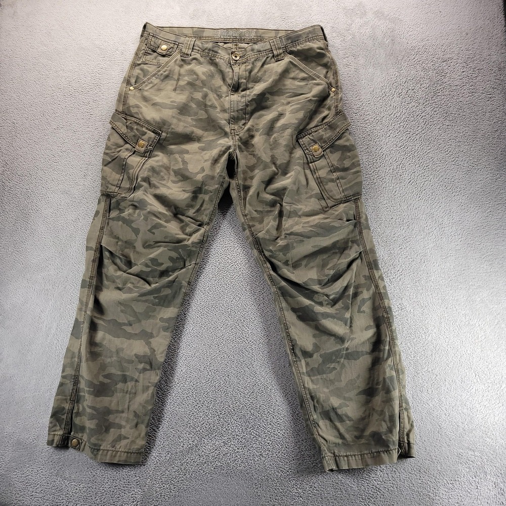 Levi's SilverTab Cargo Pants Mens 38x32 Green Camo Baggy Relaxed Y2K Skater Snap